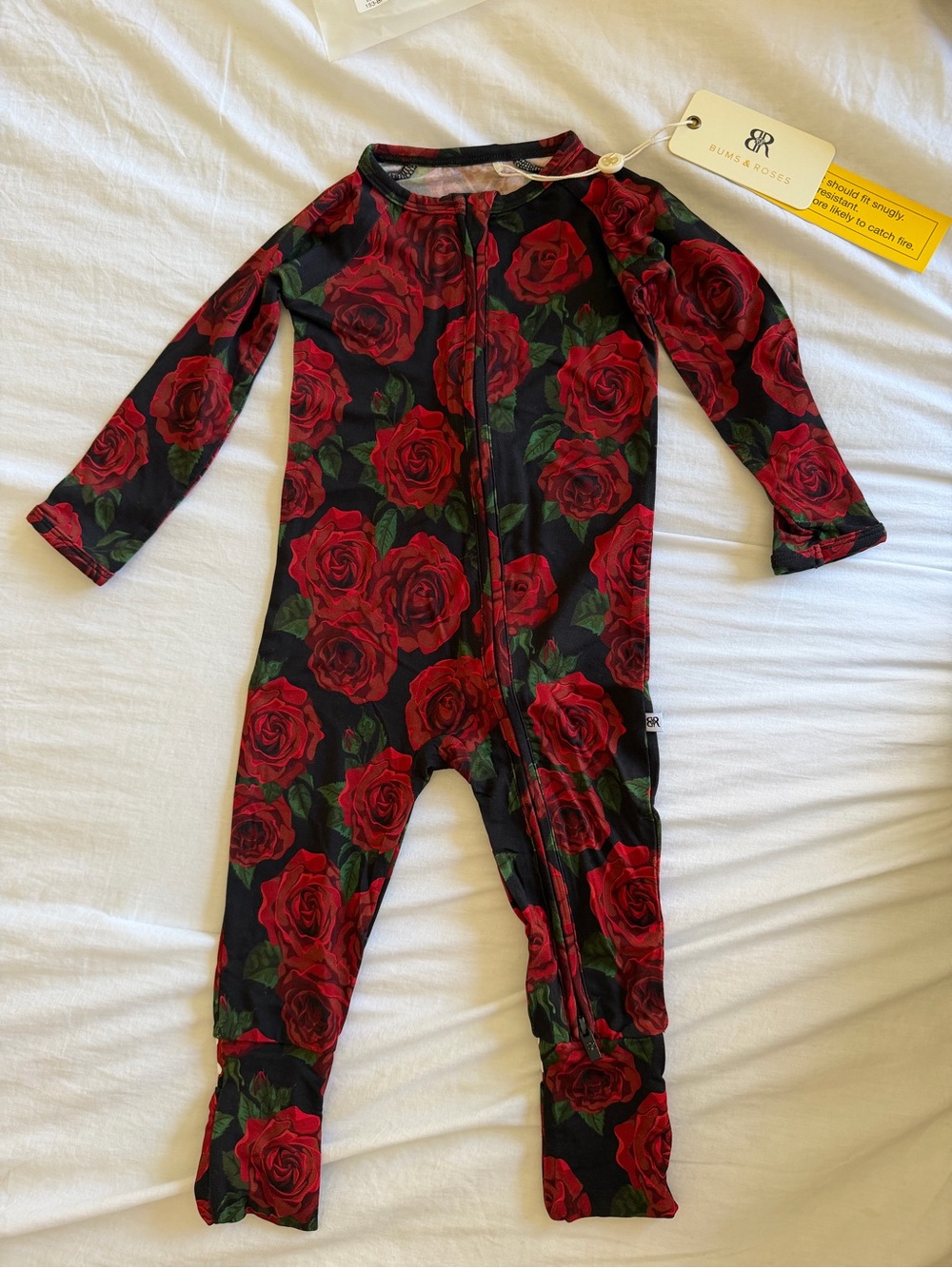 Bums & Roses Convertible Baby Onesie in Red Rose Print